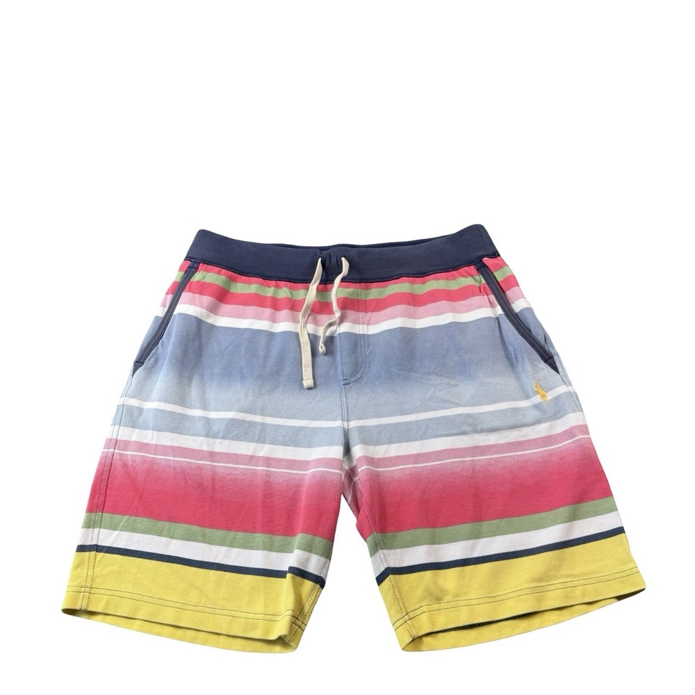 Polo Ralph Lauren Men Blue Pink Green Striped Aztec Sweatshorts Medium